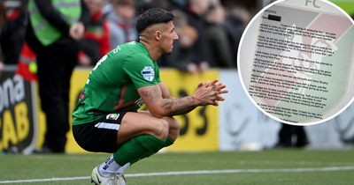 Glentoran striker Danny Purkis makes young fan's day with touching letter