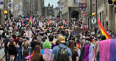 Thousands line Edinburgh city centre streets for 'packed' Pride March 2023