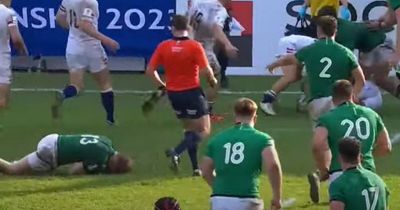 Sickening England v Ireland incident sees player sent off and almost knocked out