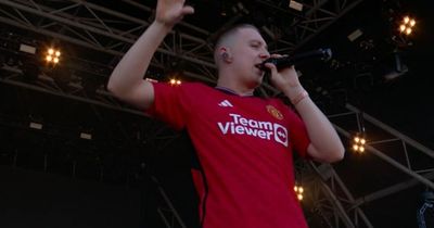 Rapper Aitch leaks Manchester United 2023/24 home shirt during Glastonbury performance