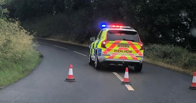 Police shut down road after single car smash on Ayrshire countryside route