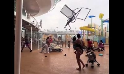 Bonkers video footage shows chaos on cruise ship during intense storm