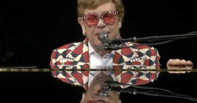 Watch Elton John toast Gordon McQueen as Glastonbury headliner's emotional tribute blows daughter Hayley away