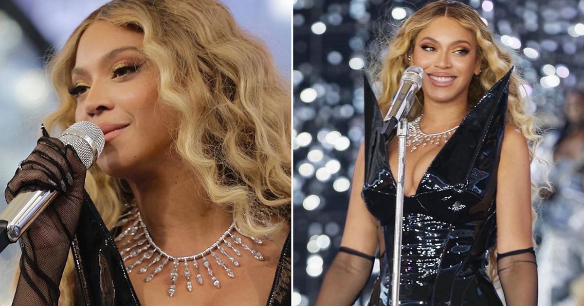 Beyoncé wows fans in a black minidress and mesh gloves…