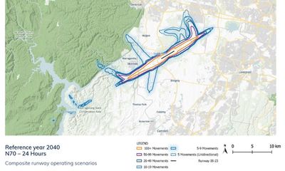 Western Sydney airport flight paths reveal suburbs to face vacuum-level noise 100 times a day by 2040