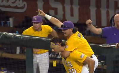 LSU’s Paul Skenes classily gave injured Alex Milazzo a piggyback ride to celebrate the Tigers’ championship