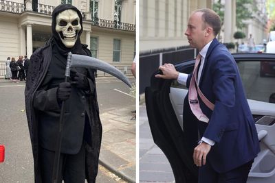 Matt Hancock confronted by family member dressed as grim reaper at Covid inquiry