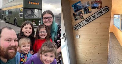 'We moved our family-of-six to live in a double decker bus - we're saving £12,000 a year'