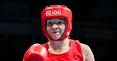 What time and TV channel is Amy Broadhurst fighting today at the European Games?