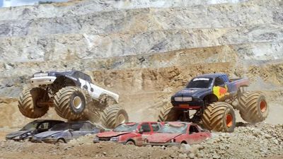 Watch Formula 1 Drivers Go Full Send Driving Monster Trucks Over Obstacles