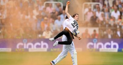 Jonny Bairstow carries Just Stop Oil protestor off Lord's pitch as Ashes Test halted