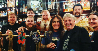 Celtic legend and Iron Maiden star enjoy pints at Glasgow bar as pair pose for pic