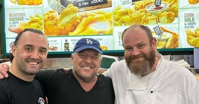 Breaking Bad star Dean Norris hailed a 'legend' as he visits iconic Dublin chipper