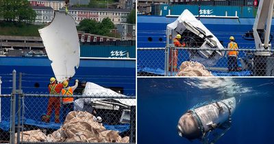 Imploded Titanic submarine seen for first time as pieces are brought ashore