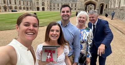 Glasgow footballer Jen Beattie celebrates receiving MBE at Windsor Castle for charity work