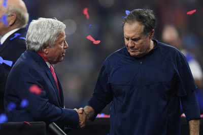 WATCH: Robert Kraft shows off Super Bowl trophies to Patriots’ rookies