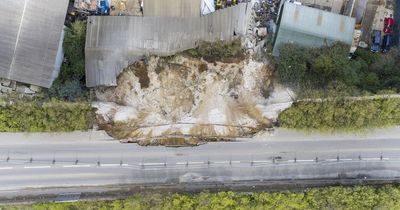 Workers left 'fearing for their lives' when huge cliff collapses in landslide