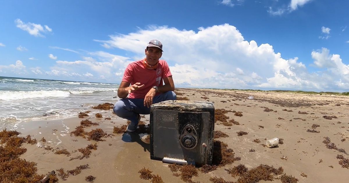 Man puzzled after finding locked SAFE washed up on…