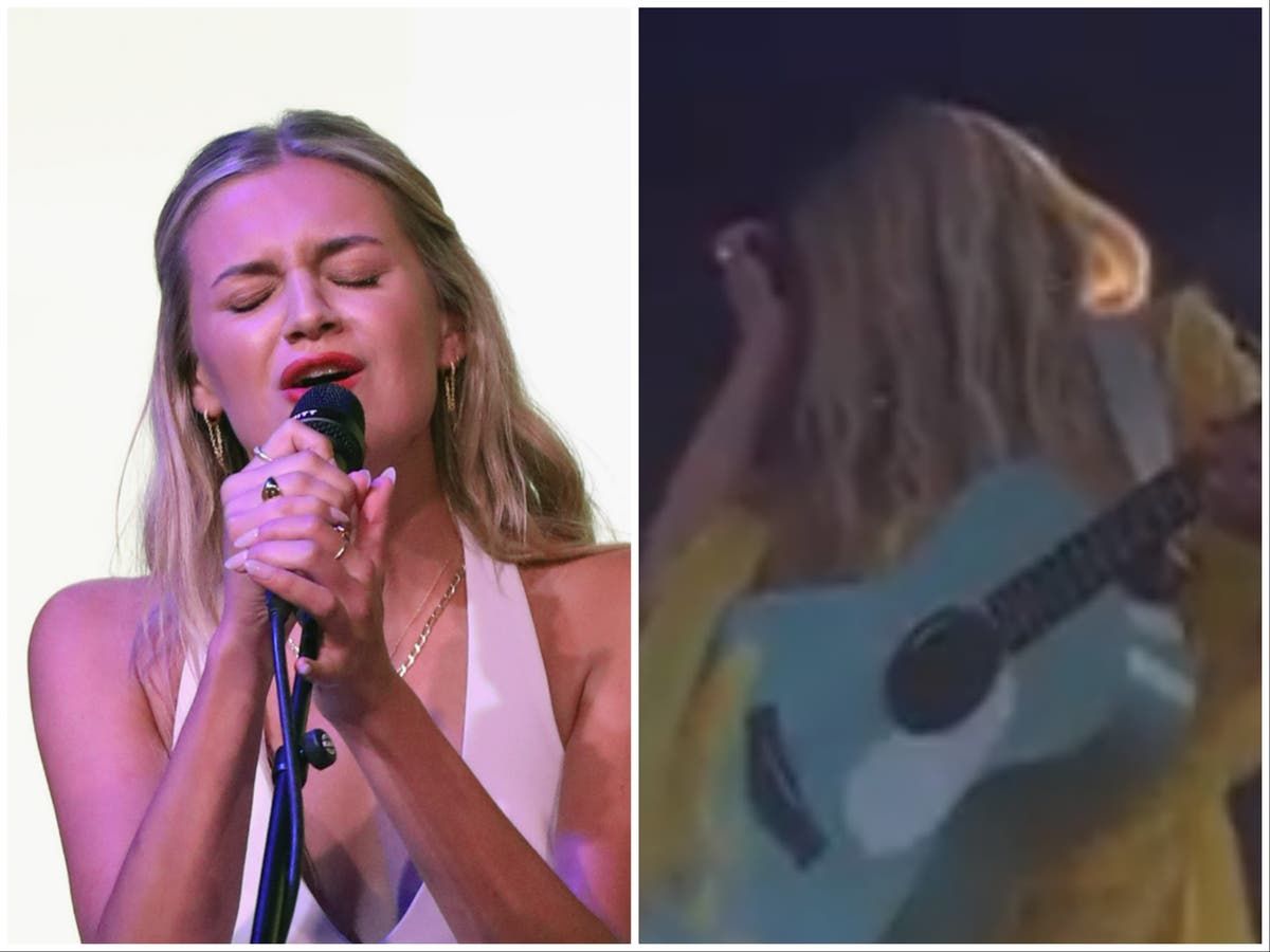 Kelsea Ballerini hit in face with object while…