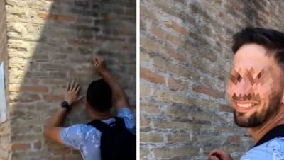 Tourist who carved name into Rome’s Colosseum ‘is British fitness trainer’