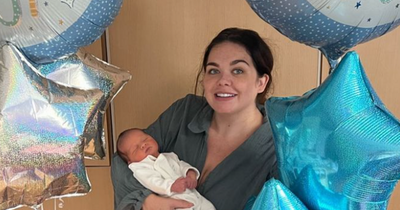 Scarlett Moffatt poses with 'perfect' baby boy after his early arrival at Durham hospital