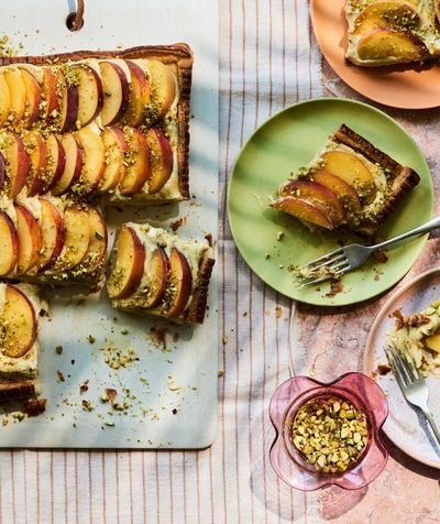 Benjamina Ebuehi’s recipe for peach and pistachio tart