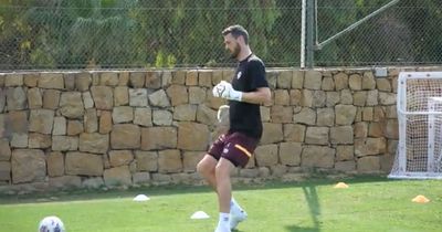 Hearts hero Craig Gordon 'back on the pitch' after horrific leg break as he trains in pre-season camp