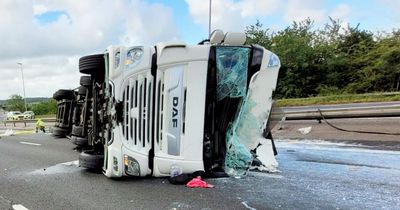 Major motorway closed after gallons of milk spill onto carriageway after tanker crash