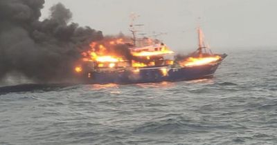 Fifteen sailors rescued from blazing trawler engulfed in flames off Cork Coast