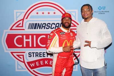 Photos of Bears QB Justin Fields at NASCAR’s Chicago street course race