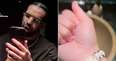 Drake shows off bright pink nails after pre-tour manicure session