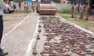 Police bulldozed confiscated illegal arms in MP's Datia