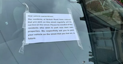 Angry locals leave notes on cars asking people not to park on their street