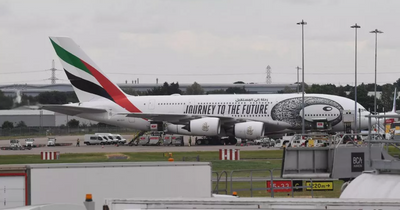 Birmingham Airport plane 'on fire' as passengers on Emirates A380 surrounded by fire crews