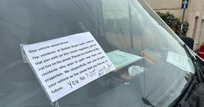 Frustrated neighbours leave angry notes on windscreens of parked cars on their street