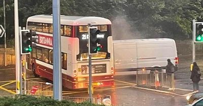Edinburgh Lothian bus and van crash at busy junction as emergency services race to scene