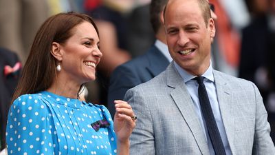 Kate Middleton's blue and white polka dot dress is one of her favorites to rewear - and it's perfect with white stilettos and summer sunglasses
