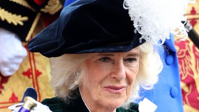 Queen Camilla’s historic first as she steps out in exquisite forest green robe that Princess Anne wore for coronation