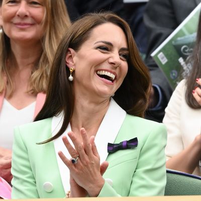 Princess Kate Appeared to Be Happy to Rough It In the Rain at Wimbledon Yesterday