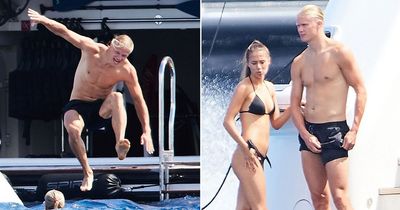 Erling Haaland and girlfriend Isabel Johansen make a splash on well-earned summer break