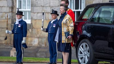 Princess Anne showcases thrifty style as she re-wears jazzy yellow and navy plaid blazer from her 90s wardrobe