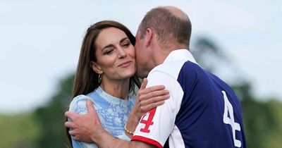 Proud Kate Middleton kisses Prince William and gets stuck into the fizz at polo match
