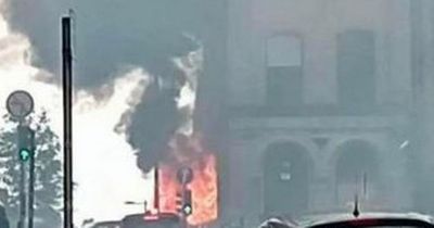 Emergency services battle blaze in city centre