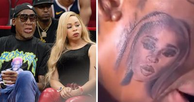 NBA legend Dennis Rodman gets huge tattoo of girlfriend on his face