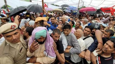 People throng Haryana home minister Anil Vij’s Janata Darbar with grievances even during rain in Ambala