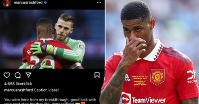 Marcus Rashford drops awkward social media gaffe with parting message to David de Gea