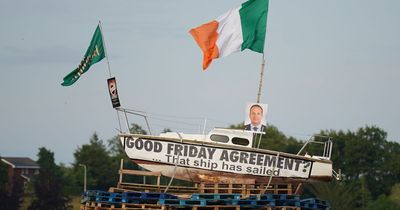 Irish flag and Leo Varadkar poster set ablaze on controversial Tyrone bonfire