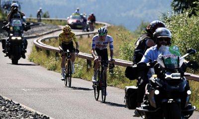 Pogacar eats into Vingegaard’s lead as Woods wins Tour de France stage nine