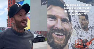David Beckham helps paint Lionel Messi mural ahead of groundbreaking Inter Miami move