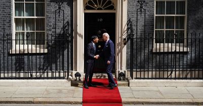 Joe Biden meets Rishi Sunak at No10 as pressure on PM to challenge President on cluster bombs